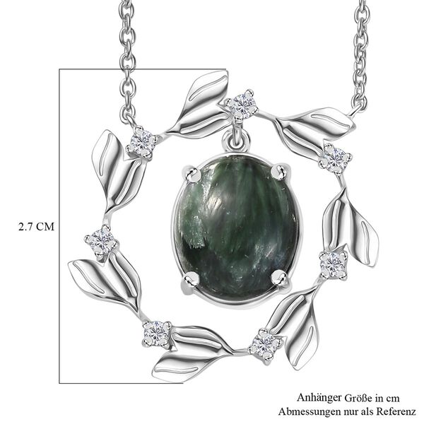 Sibirische Seraphinit und Zirkon Halskette, 45 cm - 4,88 ct. image number 7