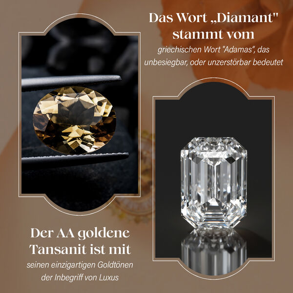 AA Nat&uuml;rlicher goldener Tansanit, gelber und wei&szlig;er Diamant-Anh&auml;nger - 1,11 ct. image number 4