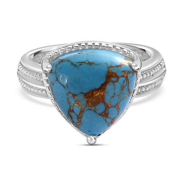 Blaues T&uuml;rkis Ring Edelstahl (Gr&ouml;&szlig;e 17.00) ca. 5,08 ct