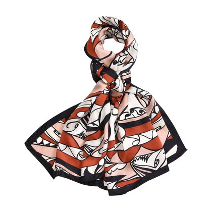 LA MAREY 100% Maulbeeren-Seidenschal, Satin, 53x170 cm, rot