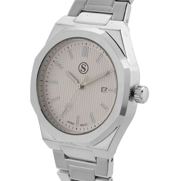 STRADA - Armbanduhr mit japanischem Uhrwerk und Datumsanzeige, Legierungsgehäuse  Sandstrahleffekt, bicolor, Silberfarben image number 2