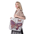Jute Handtasche, Schmetterling Muster, Größe 40x349x36 cm, Off-White image number 2