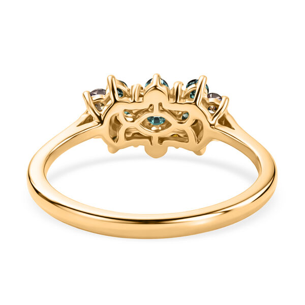 D'Joy Blauer Diamant, Gr&uuml;ner Diamant Ring 925 Silber 750 Gelbgold vermeil (Gr&ouml;&szlig;e 17.00) (10-15 Werktage Lieferzeit) ca. 0.50 ct image number 5