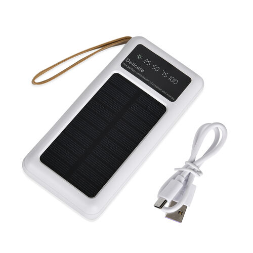 10.000mAh Solar Powerbank, multifunktional mit integrierten Kabeln und LED-Digitalanzeige, weiß image number 0