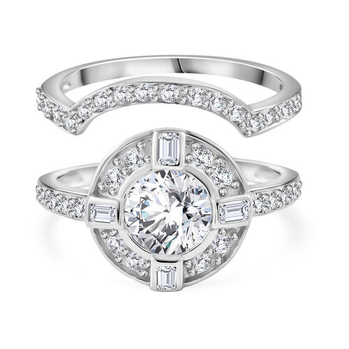 LUSTRO STELLA - Weißer Zirkonia Ring 925 Silber rhodiniert (Größe 17.00) image number 0