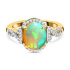 Äthiopischer Opal und Zirkon Halo Ring 925 Silber Gelbgold Vermeil image number 0