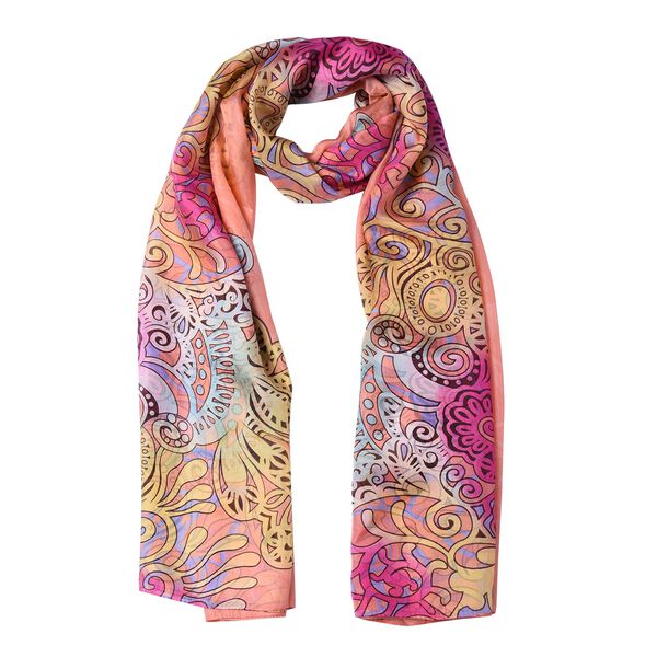 LA MAREY - 100 % nat&uuml;rlicher Maulbeerseiden bedruckter Schal in Geschenkbox, 110x180 cm, Rosa image number 4