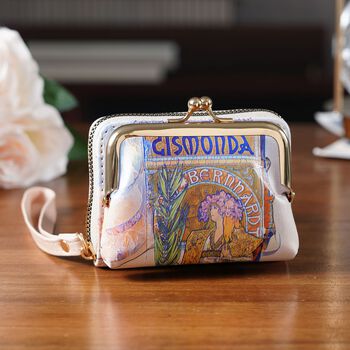 2-in-1-Geldb&ouml;rse, Handgelenk-Design, 11x5x8cm, Beige Pink, Gismonda von Alphonse Mucha