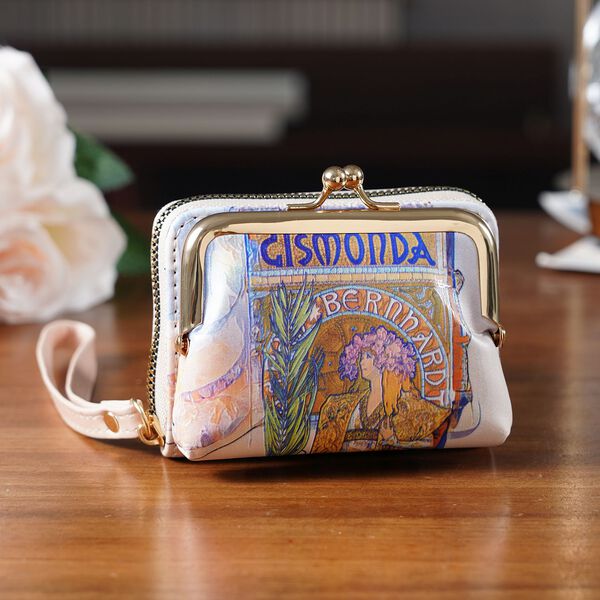 2-in-1-Geldb&ouml;rse, Handgelenk-Design, 11x5x8cm, Beige Pink, Gismonda von Alphonse Mucha image number 2