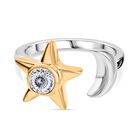 D'Joy 100 Facetten Moissanit Ring 925 Silber platiniert und vergoldet (Größe 17.00) ca. 0,49 ct