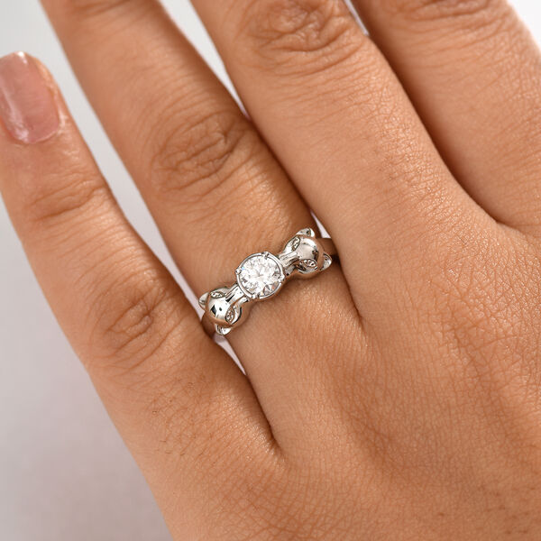 Moissanit Ring 925 Silber rhodiniert (Größe 18.00) ca. 0,43 ct image number 2