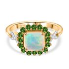 Opal Radiance - D joy Nat&uuml;rlicher, &auml;thiopischer Welo Opal, Nat&uuml;rlicher Chromdiopsid Starlit Ring, 925 Silber 750 Gelbgold Vermeil (Gr&ouml;&szlig;e 19.00) ca. 1.73 ct