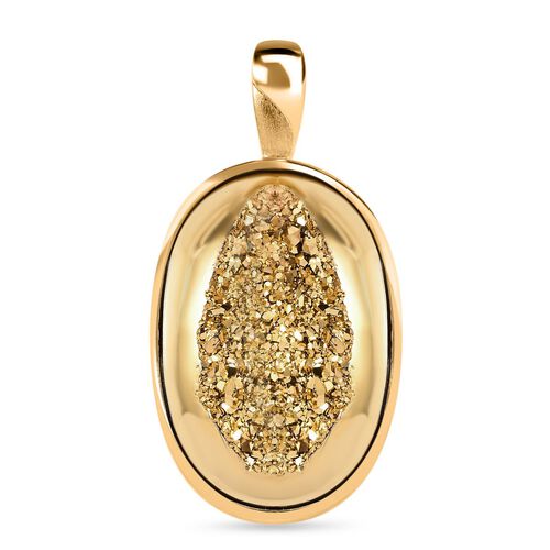 Goldener Drusy Quarz Anhänger Messing ca. 33.12 ct image number 0