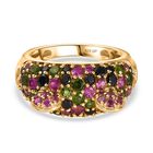 Rhodolith Granat, Schwarzer Spinell Ring 925 Silber Gelbgold Vermeil (Größe 17.00) ca. 4,27 ct
