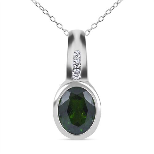 2er-Set - natürlicher Chromdiopsid und Zirkon-Anhänger mit Kette - 1,41 ct. image number 0