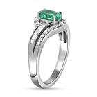 AA äthiopischer Smaragd und Diamant-Bypass-Ring in Silber, 0,93 ct. image number 4