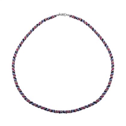 Mehrfarbige Edelsteine Halskette, ca. 45 cm, 925 Silber ca. 35.75 ct