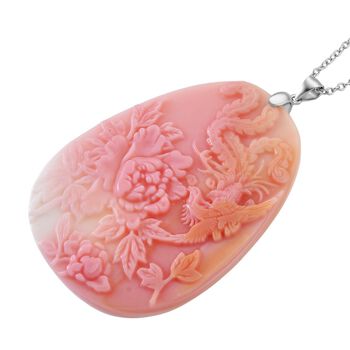 D'Joy Nat&uuml;rlicher Rosa K&ouml;nigsmuschel Perle Schmuckset ca. 50 cm 925 Silber rhodiniert