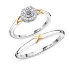 2er Ring - Moissanit, 925 Silber, bicolor, (Größe 17.00) ca. 0.56 ct
