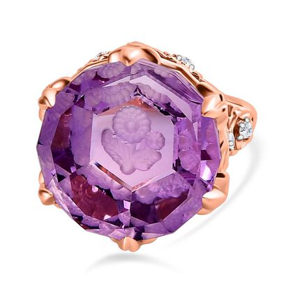 GP Italianische Garten Kollektion - Rose De France Amethyst, wei&szlig;er Zirkon Ring, 925 Silber Ros&eacute;gold Vermeil (Gr&ouml;&szlig;e 17.00) ca. 22.57 ct