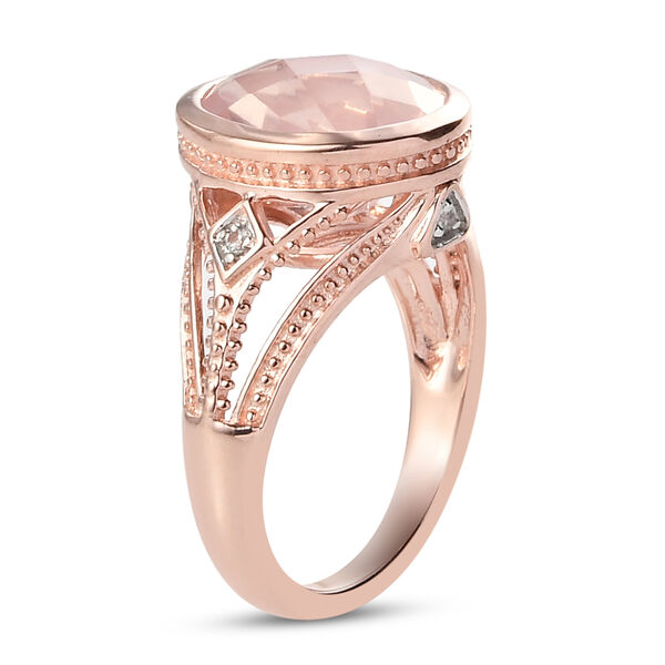Rosa Quarz und Zirkon Ring 925 Silber rosévergoldet image number 5