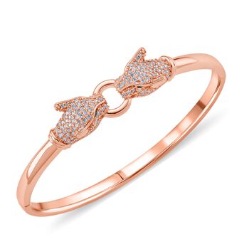 Gr&uuml;ner und wei&szlig;er Zirkonia 19cm Armreif in Ros&eacute;goldton