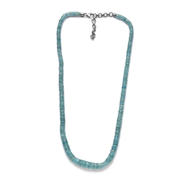 Aquamarin Halskette ca. 45 cm lange 925 Silber 131,40 ct