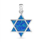 Simulierter Blauer Opal Anhänger 925 Silber rhodiniert