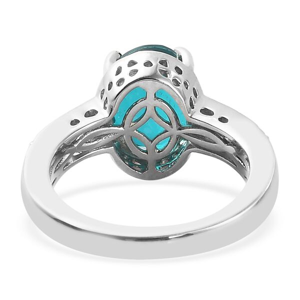 Capri Blau Triplett Quarz und Zirkon Ring 925 Silber Platin-Überzug image number 6