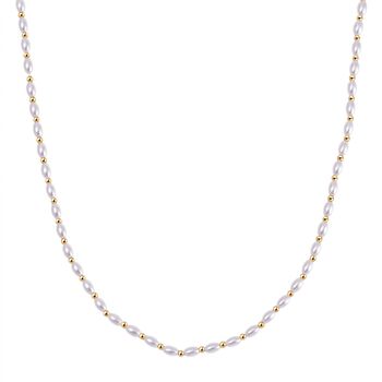 Wei&szlig;e Muschelkernperle (6x4 mm) Halskette ca. 50 cm + 5 cm Extender