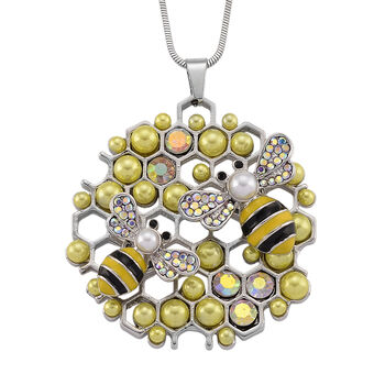 Mystischer Wei&szlig;er Kristall, Kunststoff Perle Anh&auml;nger mit Kette ca. 63.5 cm + 5 cm Extender, Legierung, Legierung emailliert