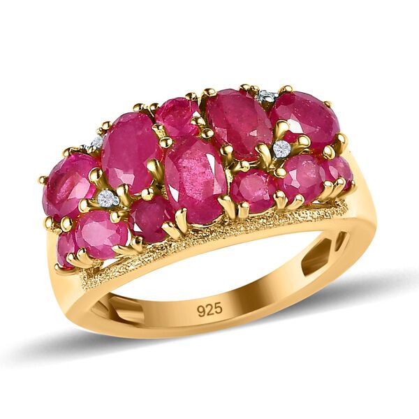 Afrikanischer Rubin und Zirkon-Cluster-Ring - 4,30 ct. image number 4