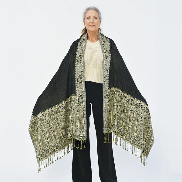 Gewebter Viskose Schal, schwarz image number 2