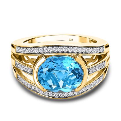 Schweizer Blautopas und Zirkon Ring - 4,40 ct.