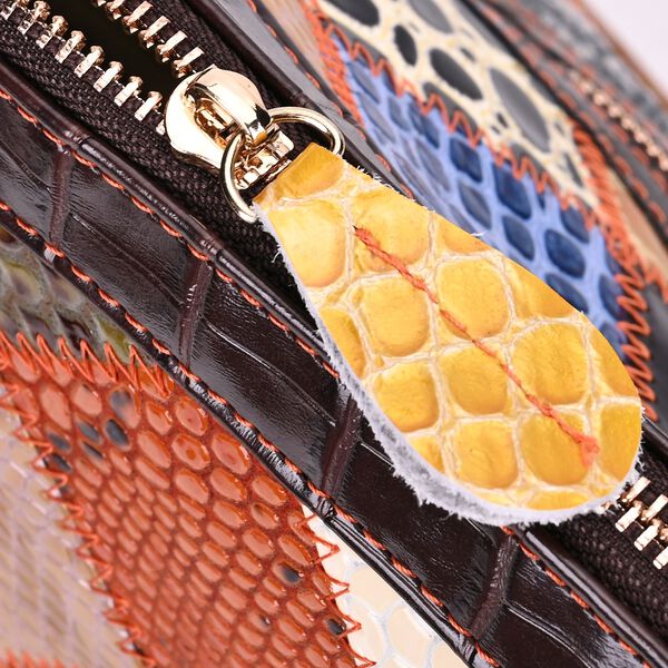 Chaos By Elsie - Farbenfrohe Echtleder Crossbody Tasche, Patchwork-Rhombenmuster image number 6