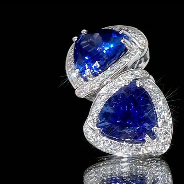 Rhapsody AAAA Tansanit, Wei&szlig;er Diamant Ohrringe 950 Platin ca. 4,00 ct. image number 2