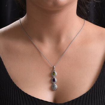 Multi-Edelstein-Anh&auml;nger mit 50cm Kette - 2.25 ct