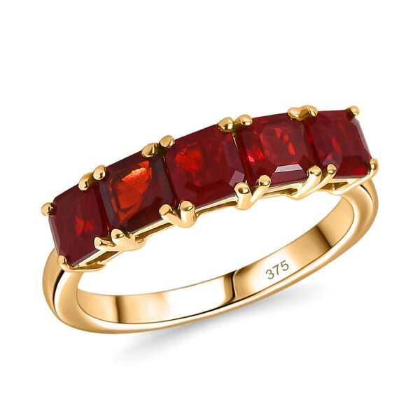 AAAA Mexikanischer Kirschfeuer-Opal Ring in 375 Gold - 1 ct. image number 4