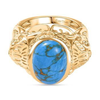 Blaues T&uuml;rkis Ring Nickelfreies Messing (Gr&ouml;&szlig;e 17.00) ca. 4,62 ct