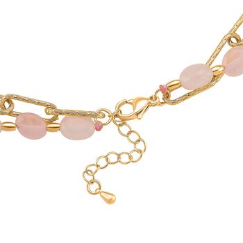 Rosenquarz Halskette, ca. 45 cm + 5 cm Extender, vergoldet ca. 130.00 ct