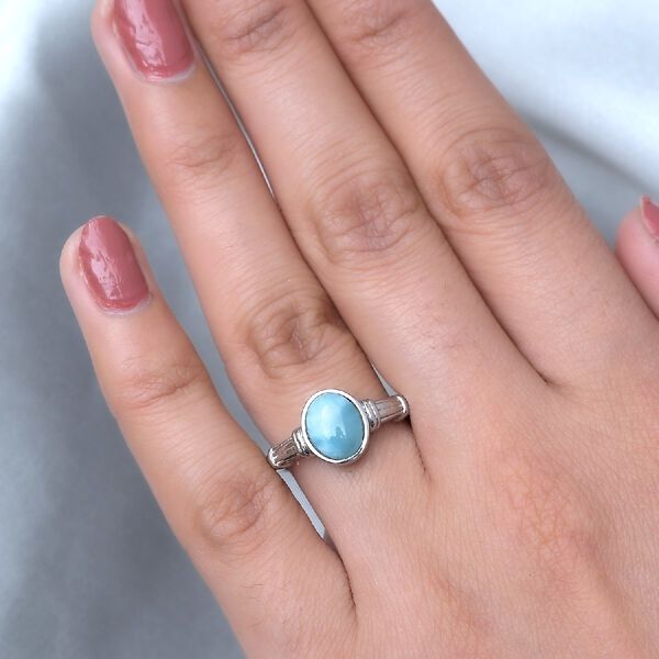 Larimar Solit&auml;r Ring Edelstahl image number 3