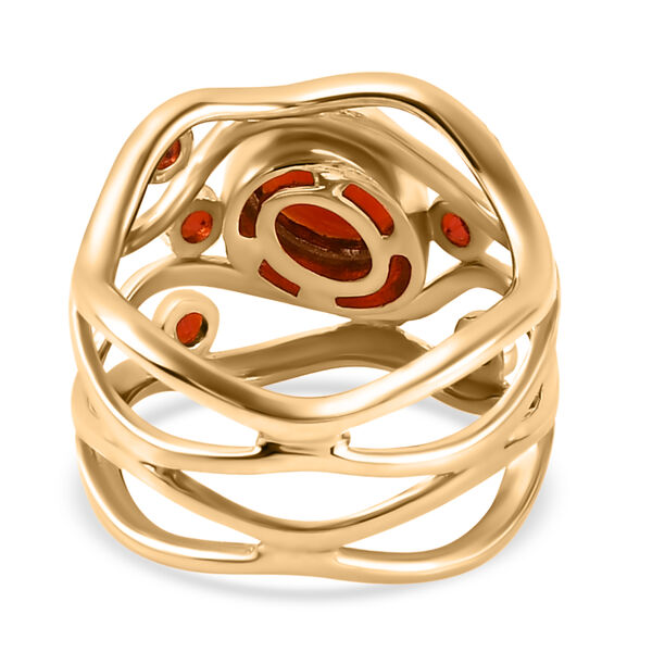 Mexikanischer Kirschfeuer Opal-Ring, 925 Silber Gelbgold Vermeil  ca. 1,02 ct image number 5