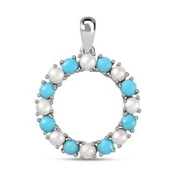 Nat&uuml;rlicher amerikanischer, Sleeping Beauty T&uuml;rkis, S&uuml;&szlig;wasser Perle Anh&auml;nger, 925 Silber rhodiniert