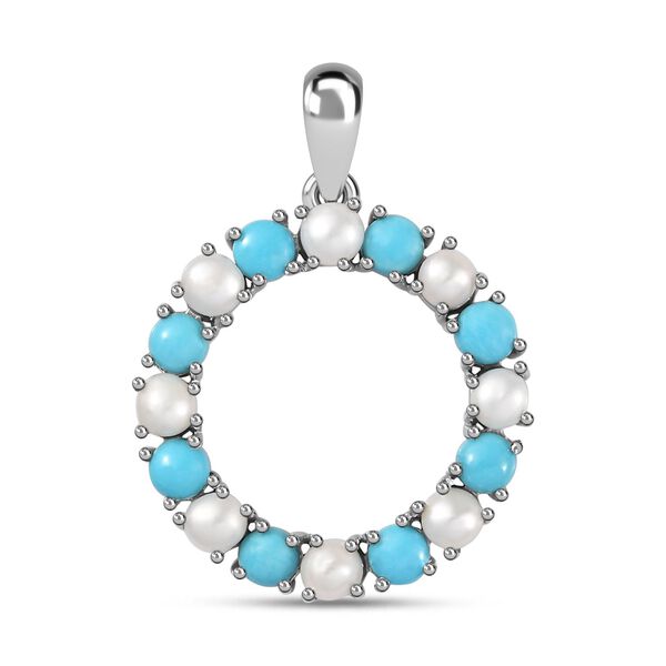 AA Sleeping Beauty T&uuml;rkis und S&uuml;&szlig;wasserperlen Anh&auml;nger - 1,67 ct.