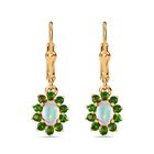 AA Natürlicher, äthiopischer Welo Opal, Natürlicher Chromdiopsid Ohrringe 925 Silber vergoldet ca. 1,64 ct.