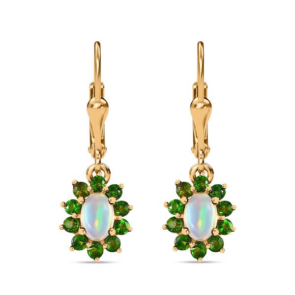AA Natürlicher, äthiopischer Welo Opal, Tansanit Ohrringe 925 Silber vergoldet ca. 1,43 ct.