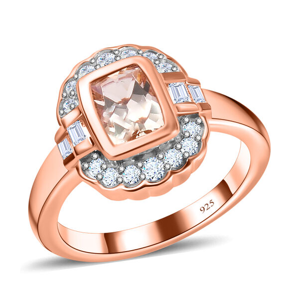 Morganit und Zirkon-Ring, 925 Silber Ros&eacute;gold Vermeil  ca. 1,25 ct image number 4