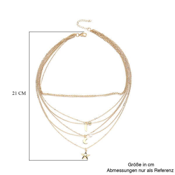 Kunststoff Perlen-Halskette, ca. 40.5 cm, goldfarben image number 5