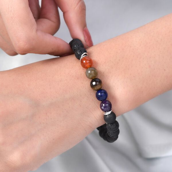 Mehrfarbig Edelsteine Armband 19 cm Lange 925 Silber rhodiniert ca. 88,21 ct image number 2