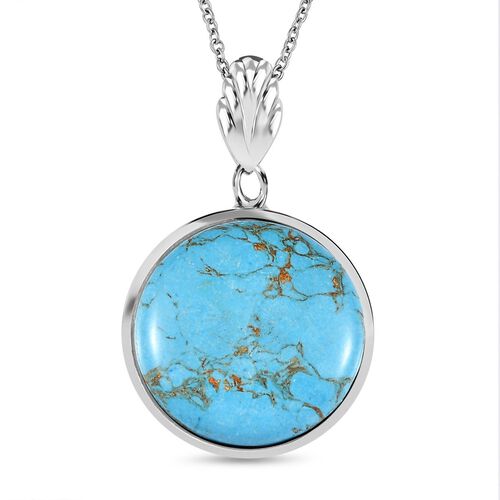 Blaues Türkis Anhänger mit Kette, platiniert und Edelstahl platiniert ca. 30.25 ct image number 0